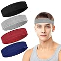 4 Pack Cotton Terry Sweat Headbands for Men Women Running Gym