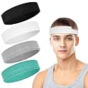 4 Pack Cotton Terry Sweat Headbands for Men Women Running Gym