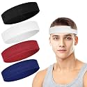 4 Pack Cotton Terry Sweat Headbands for Men Women Running Gym