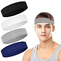 4 Pack Cotton Terry Sweat Headbands for Men Women Running Gym