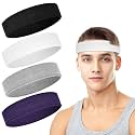 4 Pack Cotton Terry Sweat Headbands for Men Women Running Gym
