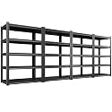4 Pack Heavy Duty 5-Tier Garage Shelving Unit (2500 LBS Capacity)–71.2"H x 35"W x 16"D Adjustable Metal Storage Rack, Industrial Steel Utility Shelves for Garage, Pantry, Warehouse, and Basement Black