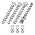 M METERXITY 4-Pack Hex Head Screw Bolt with Nuts Flat &amp; Lock Washers M10x95mm Stainless Steel Bolts and Nuts Kit Fully Threaded Metric Bolt Assortment for Equipment/Machinery