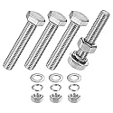 M METERXITY 4-Pack Hex Head Screw Bolt with Nuts Flat &amp; Lock Washers M10x55mm Stainless Steel Bolts and Nuts Kit Fully Threaded Metric Bolt Assortment for Equipment/Machinery