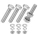M METERXITY 4-Pack Hex Head Screw Bolt with Nuts Flat &amp; Lock Washers M10x50mm Stainless Steel Bolts and Nuts Kit Fully Threaded Metric Bolt Assortment for Equipment/Machinery