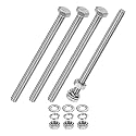 M METERXITY 4-Pack Hex Head Screw Bolt with Nuts Flat &amp; Lock Washers M6x90mm Stainless Steel Bolts and Nuts Kit Fully Threaded Metric Bolt Assortment for Equipment/Machinery