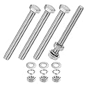 M METERXITY 4-Pack Hex Head Screw Bolt with Nuts Flat &amp; Lock Washers M10x100mm Stainless Steel Bolts and Nuts Kit Fully Threaded Metric Bolt Assortment for Equipment/Machinery