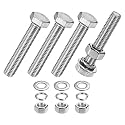 M METERXITY 4-Pack Hex Head Screw Bolt with Nuts Flat &amp; Lock Washers M10x60mm Stainless Steel Bolts and Nuts Kit Fully Threaded Metric Bolt Assortment for Equipment/Machinery
