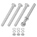 M METERXITY 4-Pack Hex Head Screw Bolt with Nuts Flat &amp; Lock Washers M5x50mm Stainless Steel Bolts and Nuts Kit Fully Threaded Metric Bolt Assortment for Equipment/Machinery