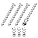 M METERXITY 4-Pack Hex Head Screw Bolt with Nuts Flat &amp; Lock Washers M12x120mm Stainless Steel Bolts and Nuts Kit Fully Threaded Metric Bolt Assortment for Equipment/Machinery