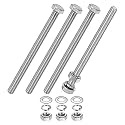 M METERXITY 4-Pack Hex Head Screw Bolt with Nuts Flat &amp; Lock Washers M8x110mm Stainless Steel Bolts and Nuts Kit Fully Threaded Metric Bolt Assortment for Equipment/Machinery