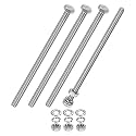 M METERXITY 4-Pack Hex Head Screw Bolt with Nuts Flat &amp; Lock Washers M6x120mm Stainless Steel Bolts and Nuts Kit Fully Threaded Metric Bolt Assortment for Equipment/Machinery