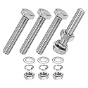 M METERXITY 4-Pack Hex Head Screw Bolt with Nuts Flat &amp; Lock Washers M8x45mm Stainless Steel Bolts and Nuts Kit Fully Threaded Metric Bolt Assortment for Equipment/Machinery