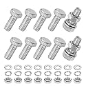 M METERXITY 10-Pack Hex Head Screw Bolt with Nuts Flat &amp; Lock Washers M5x12mm Stainless Steel Bolts and Nuts Kit Fully Threaded Metric Bolt Assortment for Equipment/Machinery