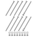 M METERXITY 10-Pack Hex Head Screw Bolt with Nuts Flat &amp; Lock Washers M6x110mm Stainless Steel Bolts and Nuts Kit Fully Threaded Metric Bolt Assortment for Equipment/Machinery