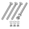 M METERXITY 4-Pack Hex Head Screw Bolt with Nuts Flat &amp; Lock Washers M6x60mm Stainless Steel Bolts and Nuts Kit Fully Threaded Metric Bolt Assortment for Equipment/Machinery