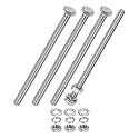 M METERXITY 4-Pack Hex Head Screw Bolt with Nuts Flat &amp; Lock Washers M6x100mm Stainless Steel Bolts and Nuts Kit Fully Threaded Metric Bolt Assortment for Equipment/Machinery