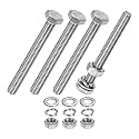 M METERXITY 4-Pack Hex Head Screw Bolt with Nuts Flat &amp; Lock Washers M6x55mm Stainless Steel Bolts and Nuts Kit Fully Threaded Metric Bolt Assortment for Equipment/Machinery