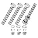 M METERXITY 4-Pack Hex Head Screw Bolt with Nuts Flat &amp; Lock Washers M10x75mm Stainless Steel Bolts and Nuts Kit Fully Threaded Metric Bolt Assortment for Equipment/Machinery