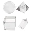 4 Pack K9 Optical Crystal Photography Prism Set with，Include 50mm Crystal Cube,50mm Glass Triangular Prism, 55mm Crystal Ball, 60mm Optical PyramidFor Physics Teaching, Games and Photography