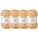 4 Pack Khaki Fluffy Velvet Yarn for Crocheting, Chunky Chenille Baby Blanket Yarn for Crochet, Soft Fuzzy Puzzle Yarn for Knitting, (100g/3.53oz Each) Bulky Thick Amigurumi Crochet Yarns