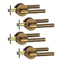 4 Pack Knurled Door Handles Antique Brass Retro Privacy Door Lever