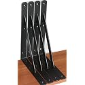 4 Pack L10 x H 8" Black Heavy Duty Shelf Brackets with Screws Metal Shelf Brackets Shelf Support Angle Brackets for Shelves L Brackets Heavy Duty Floating Shelf