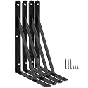 4 Pack L11 x H 8" Black Heavy Duty Shelf Brackets with Screws Metal Shelf Brackets Shelf Support Angle Brackets for Shelves L Brackets Heavy Duty Floating Shelf