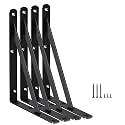 4 Pack L8 x H 6" Black Heavy Duty Shelf Brackets with Screws Metal Shelf Brackets Shelf Support Angle Brackets for Shelves L Brackets Heavy Duty Floating Shelf