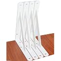 4 Pack L8 x H 6" White Heavy Duty Shelf Brackets with Screws Metal Shelf Brackets Shelf Support Angle Brackets for Shelves L Brackets Heavy Duty Floating Shelf