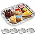 4-Pack Large Oval Silver Serving Trays - 15.7"x10.8" Mirror Platter Set for Party, Wedding, Birthday, Christmas, Appetizers, Desserts, Food Display, Kitchen Table, Buffet