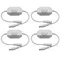 4 Pack LED Strip Dimmer Switch Contorller, 12-24V DC PWM Rotary Inline Dimmer Switch Manual Knob Dimmer Switch with DC Jack Cord for LED Strips LED Desk Lights