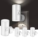 4 Pack LED Wall Plug-in Night Light with Dusk to Dawn Sensor, 5000K Daylight White, Dimmable 0-300LM, Adjustable Rotating Lamp for Bedroom, Bathroom, Kitchen, Hallway (Auto On/Off, Wall Outlet)