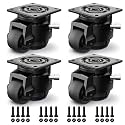 4 Pack Leveling Casters, Adjustable Heavy Duty Casters Set of 4, Swivel Plate Industrial Retractable Caster Wheels for Workbench,Machine, Equipment, Shelves (60F, 2200 Lbs Capacity, Black)