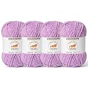 4 Pack Light Purple Fluffy Velvet Yarn for Crocheting, Chunky Chenille Baby Blanket Yarn for Crochet, Soft Fuzzy Puzzle Yarn for Knitting, (100g/3.53oz Each) Bulky Thick Amigurumi Crochet Yarns