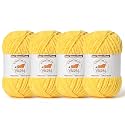 4 Pack Light Yellow Fluffy Velvet Yarn for Crocheting, Chunky Chenille Baby Blanket Yarn for Crochet, Soft Fuzzy Puzzle Yarn for Knitting, (100g/3.53oz Each) Bulky Thick Amigurumi Crochet Yarns