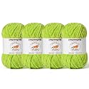 4 Pack Lime Green Fluffy Velvet Yarn for Crocheting, Chunky Chenille Baby Blanket Yarn for Crochet, Soft Fuzzy Puzzle Yarn for Knitting, (100g/3.53oz Each) Bulky Thick Amigurumi Crochet Yarns