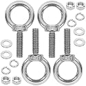 4 Pack M10 Stainless Steel Eye Bolts with Nuts &amp; Washers,M10x1.37 L