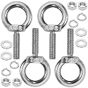 4 Pack M8 Stainless Steel Eye Bolts with Nuts &amp; Washers, M8x1.15 L