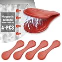 4-Pack Magnetic Silicone Shower Curtain Clips, Keep Liner Closed, Red