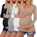 4 Pack Maternity Long Sleeve Shirts Pregnancy Tops