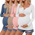 4 Pack Maternity Long Sleeve Shirts Pregnancy Tops