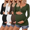 4 Pack Maternity Long Sleeve Shirts Pregnancy Tops