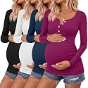 4 Pack Maternity Long Sleeve Shirts Pregnancy Tops