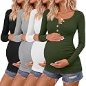 4 Pack Maternity Long Sleeve Shirts Pregnancy Tops