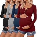 4 Pack Maternity Long Sleeve Shirts Pregnancy Tops
