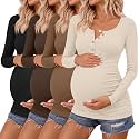4 Pack Maternity Long Sleeve Shirts Pregnancy Tops