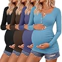 4 Pack Maternity Long Sleeve Shirts Pregnancy Tops