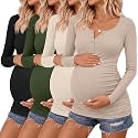 4 Pack Maternity Long Sleeve Shirts Pregnancy Tops