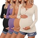 4 Pack Maternity Long Sleeve Shirts Pregnancy Tops